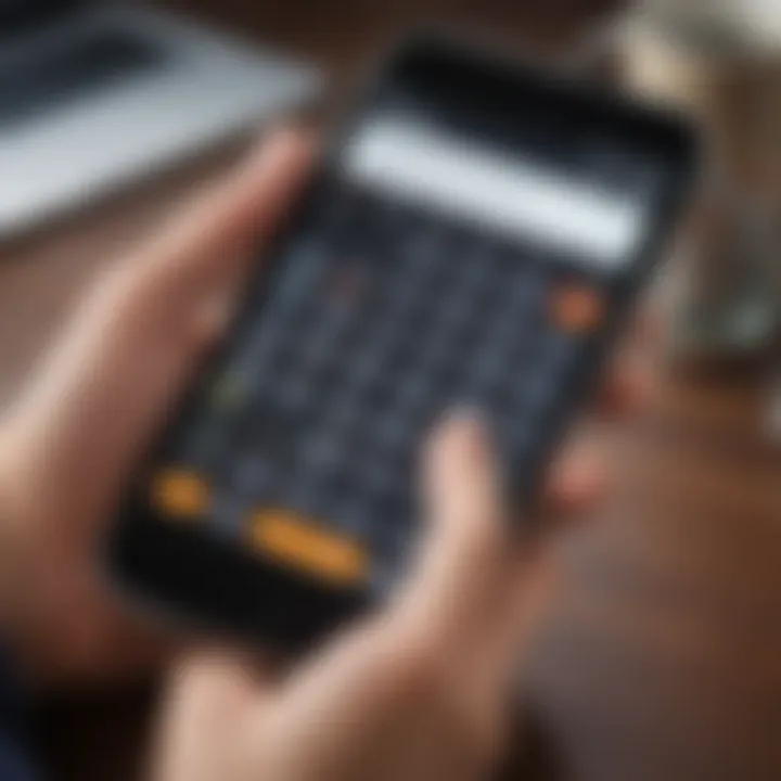 Illustration of a user accessing the calculator app on a smartphone