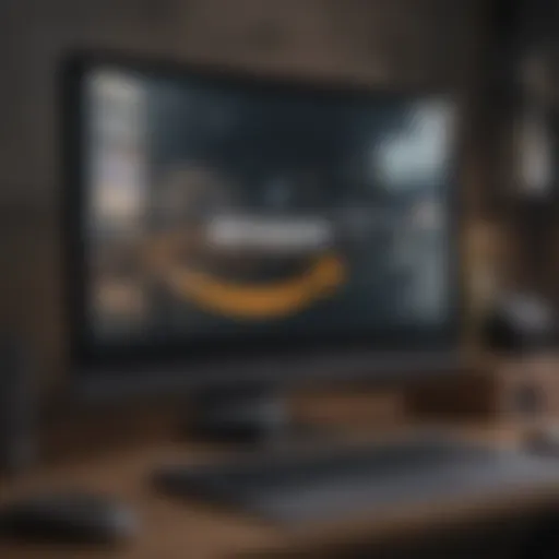 Modern computer setup with Amazon Prime logo