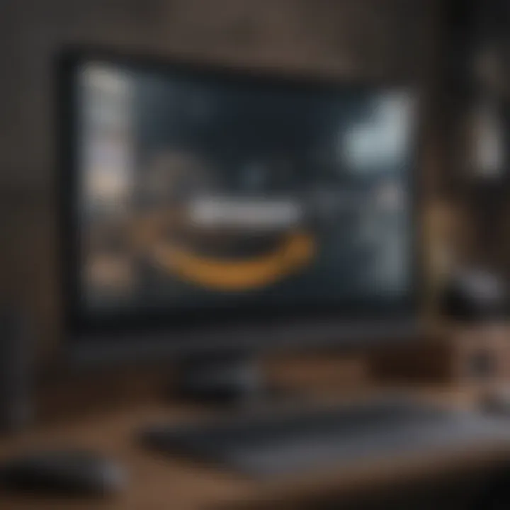 Modern computer setup with Amazon Prime logo