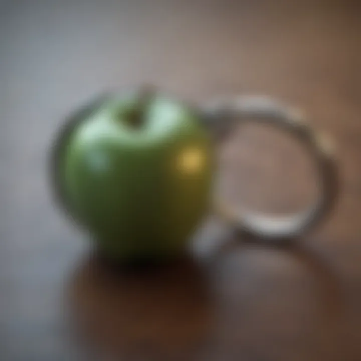 Close-up of the Apple keychain tracker's sleek design