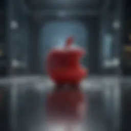 Artistic representation of Apple logo in a futuristic setting
