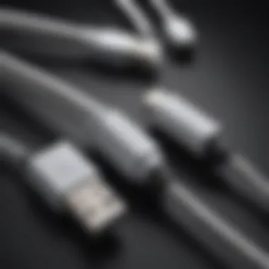 Detailed View of Cable Connectors Close-up of Apple USB-C to Lightning cable showcasing connection details