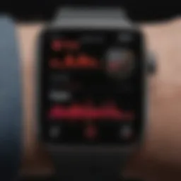 Close-up view of Apple Watch displaying health metrics