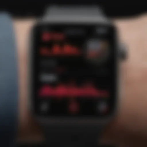 Close-up view of Apple Watch displaying health metrics
