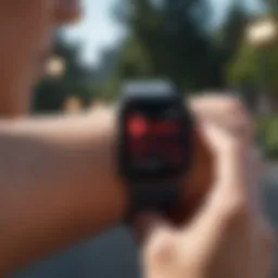 Athlete monitoring heart rate during a run