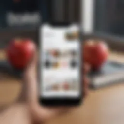 Illustration of an iPhone displaying the Apple Books app.