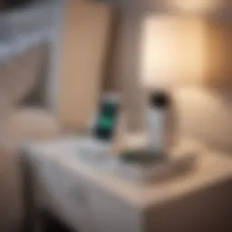 Sleek Apple charger on nightstand with phone