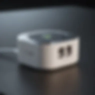 Close-up of charging hub's smart design features