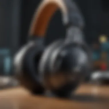Features Highlighting Sound Quality Close-up of headphone features highlighting sound quality components.