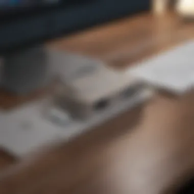 Compact USB Hub Perfect for iMac Setup Compact USB hub next to iMac setup