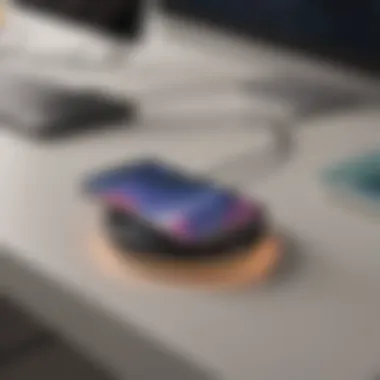 Compact Wireless Charging Pad Compact wireless charging pad seamlessly integrated into a workspace