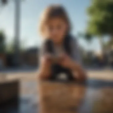 Balancing Technology and Outdoor Play Child engaging in outdoor activities while using an iPhone