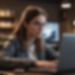 A student engaged in online learning with a laptop