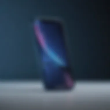 Artistic view of the iPhone XR in blue color against a stylish background