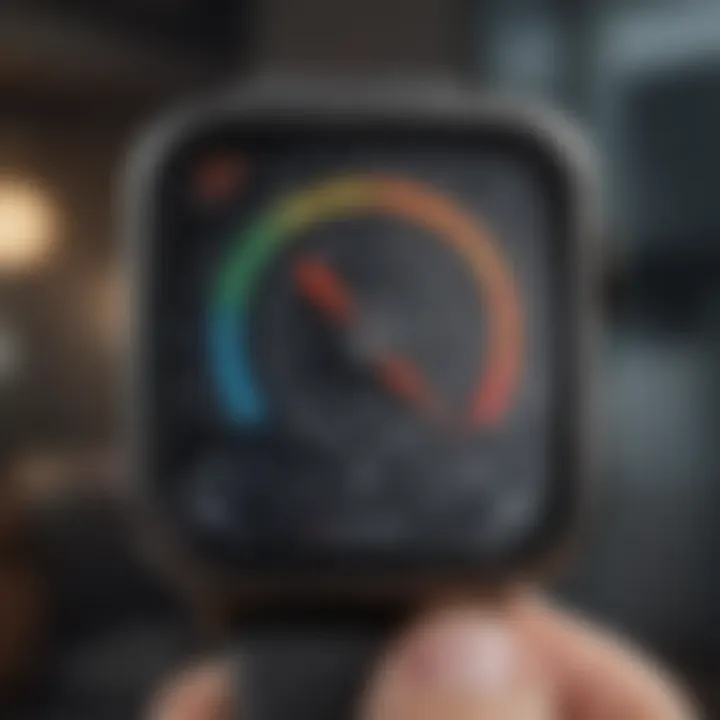 A close-up of a measuring app showcasing precision tools and features.