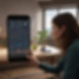 A user engaging with a measuring app on an Apple device to design a room.