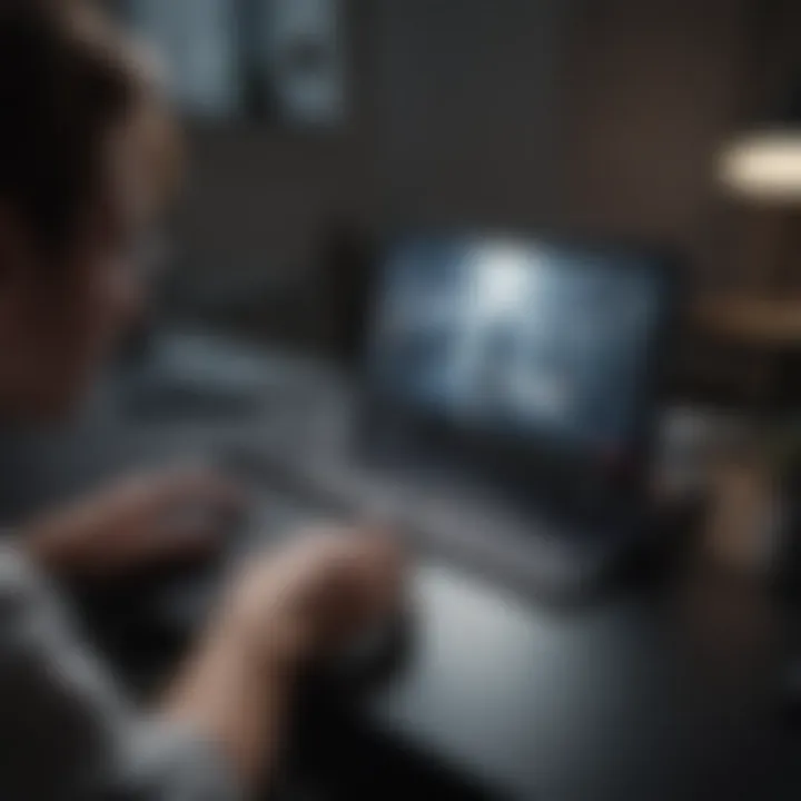 User interacting with a projected keyboard on a flat surface