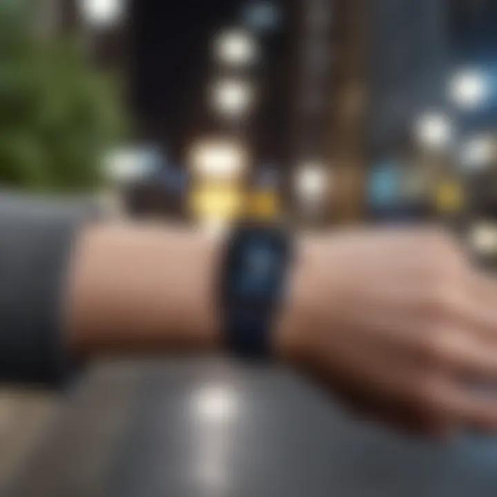 An individual using an Apple Watch to track an AirTag’s location in a real-world setting.