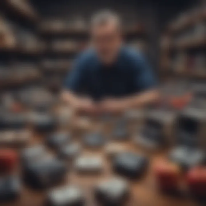 Collector Examining Old Apple Products
