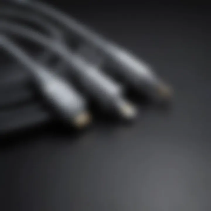 Close-up view of lightning cables connecting to a multicharger