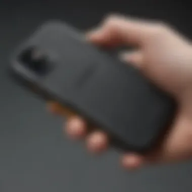 User demonstrating the functionality of the OtterBox Grip with an Apple device