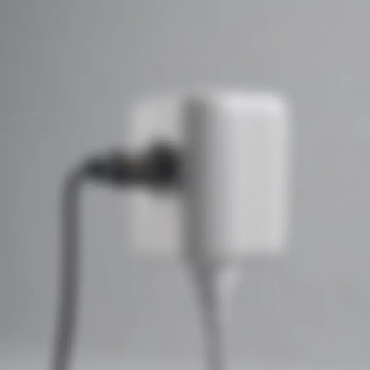 Close-up of the first generation iPhone charger showcasing its unique design