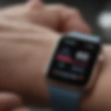 Apple Watch screen showing fitness tracking dashboard