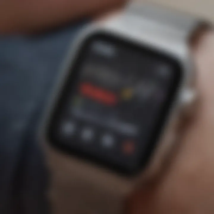 Close-up of an iWatch displaying alert notifications