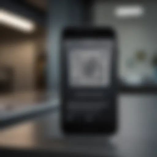 iPhone 6 scanning QR code in a modern setting