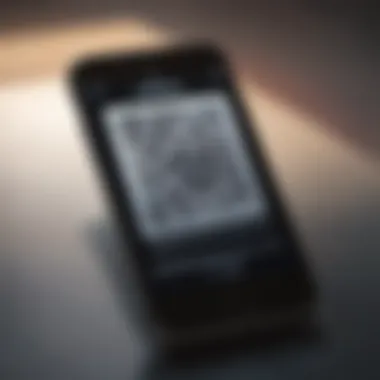 Close-up of QR code on a smartphone screen