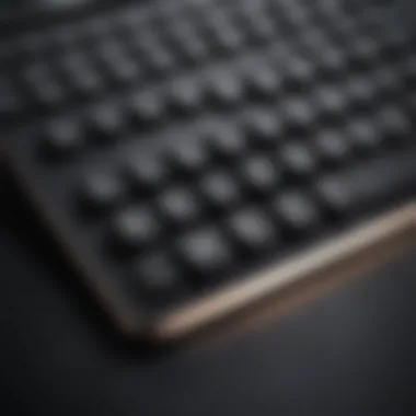 Close-up view of an iPad Pro keyboard with a stylish background