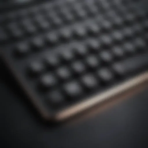 Close-up view of an iPad Pro keyboard with a stylish background