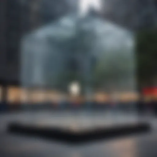 Iconic Glass Cube Entrance of Apple Store on 5th Ave