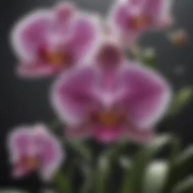Detailed Botanical Drawing of Orchid Flowers