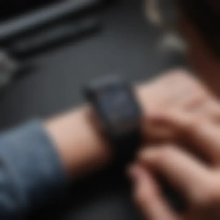 A person using an iPhone to customize their Apple Watch face settings.