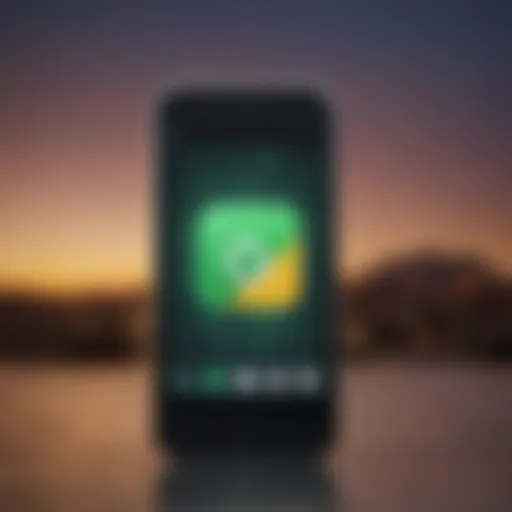 Illustration of iPhone with Google Hangouts app icon