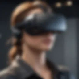 Immersive virtual reality workspace showcasing collaboration tools