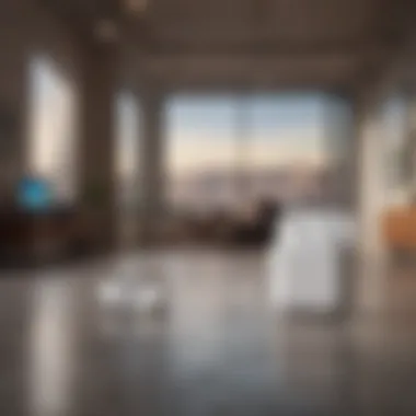 Manual Search Techniques for AirPods Visual representation of a person searching for lost AirPods in a room