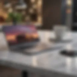 Sleek and sophisticated laptop on a marble table