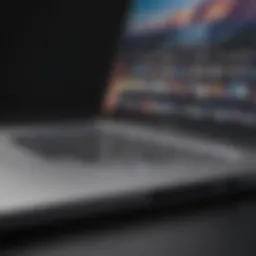 Detailed view of the MacBook Pro's sleek design