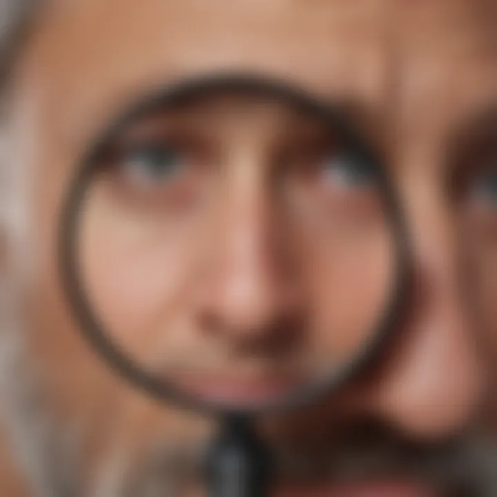 A magnifying glass analyzing Jon Stewart's satirical impact