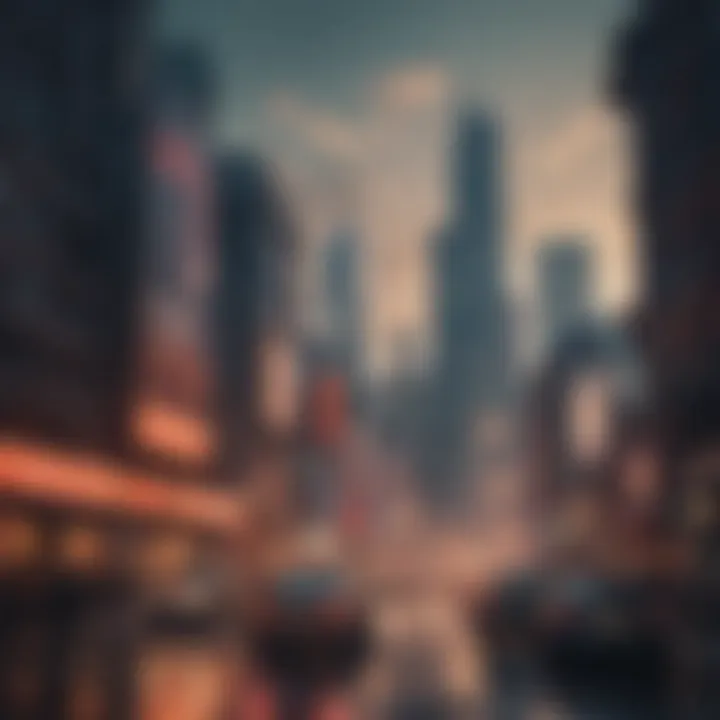 An artistic edit of a city skyline highlighting unique editing styles