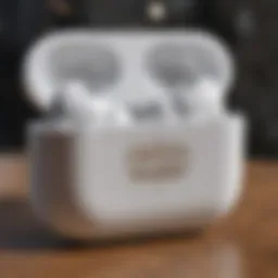 Close-up view of engraved AirPods Pro showcasing personalization