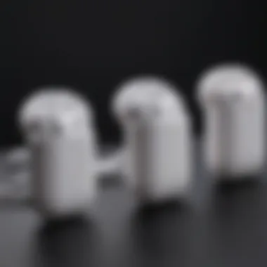 A close-up of various AirPods models showcasing design and features