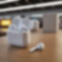 Apple store showcasing AirPods for purchase