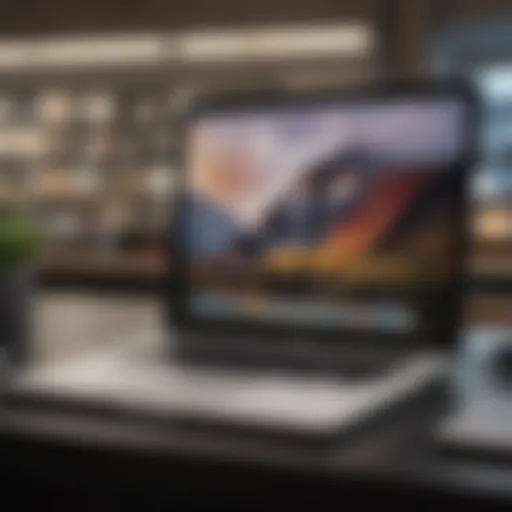 A sleek MacBook ready for trade-in evaluation at Apple Store