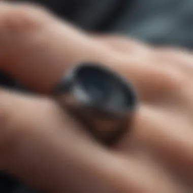 Close-up of Oura Ring displaying sleep tracking metrics