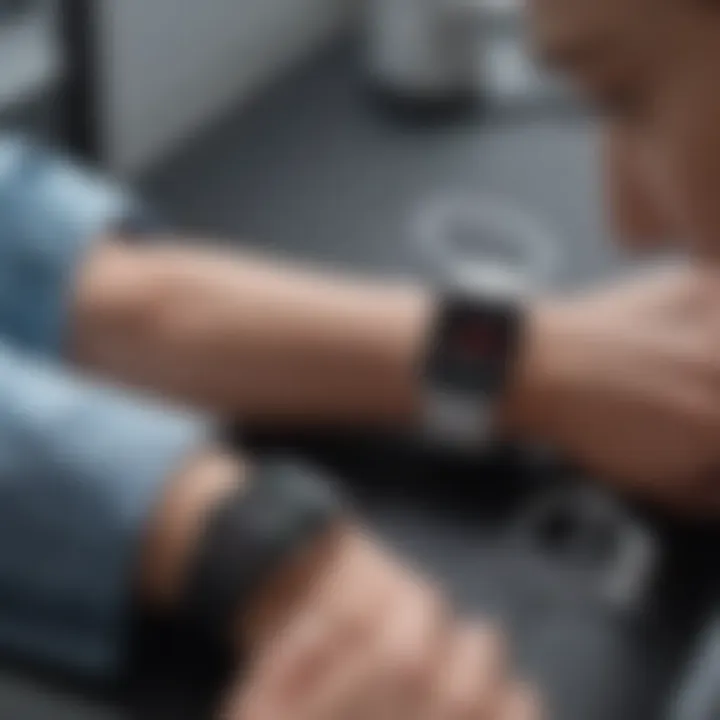 Person reviewing blood pressure history on Apple Watch