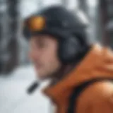 Modern earphones with ski helmet