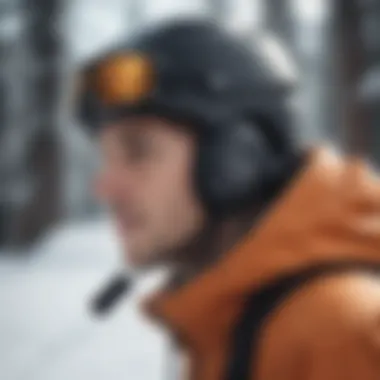 Modern earphones with ski helmet